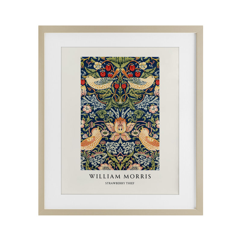 William Morris, voleur de fraises encadré sous verre, design par Vintage Hustle, H 16 po x l 13 po, Cadre de récolte en pin