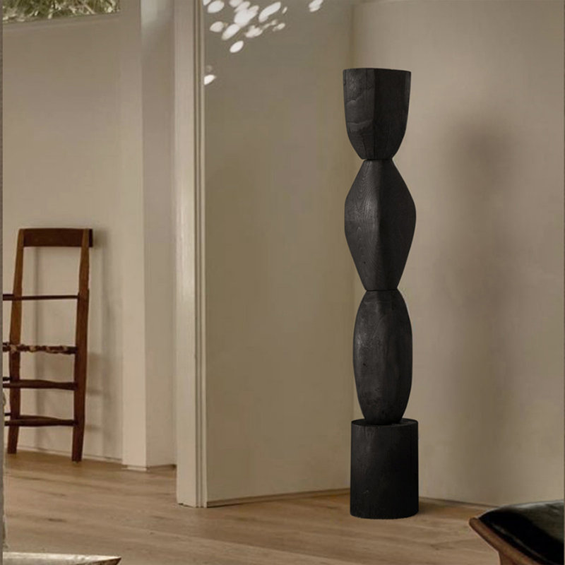 Black Orb Carbonized wood Decorative Object