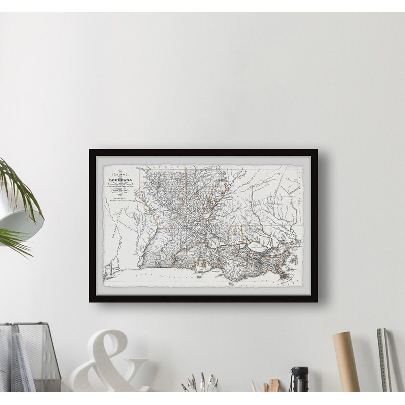 Louisiana State Outline - cadre photo, H 24 po x l 36 po x 1,5 po