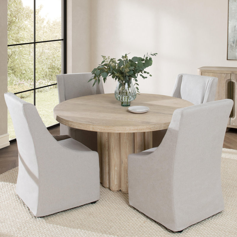 Tiber Round Dining Table, White Wash