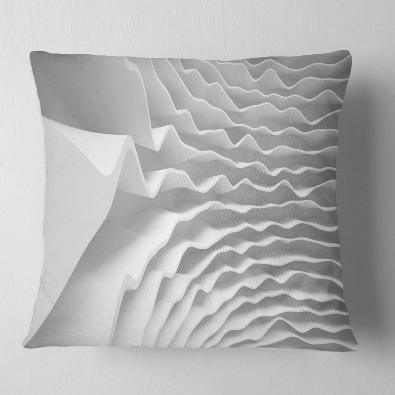 Coussin décoratif ondulations en 3d courbées fractal, H 16 po x l 16 po