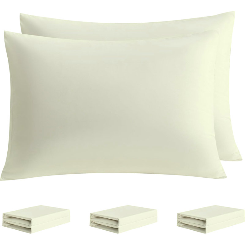 Ensemble de taies d'oreiller, microfibre brossée double, doux, par Lotechicw, beige, Beige