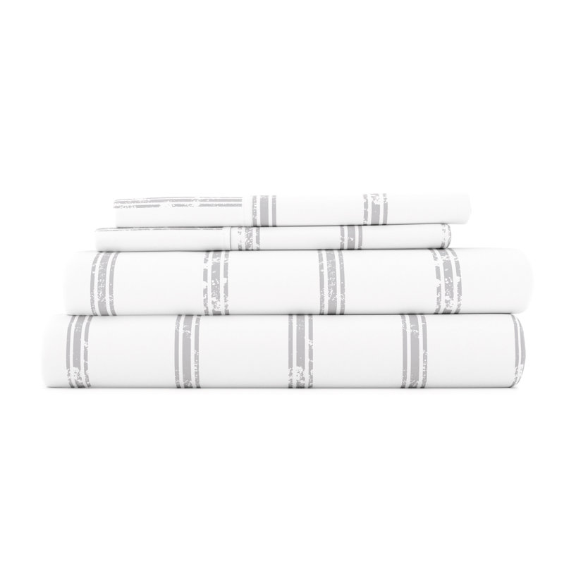 Twin Gray Chevron Deep Pocket Microfiber Sheet Set