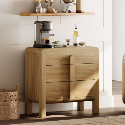 Mid-century 31.5" Wood Sideboard Buffet Cabinet with Storage, Modern Credenza with Drawers for Kitchen Living Room, Dining Room