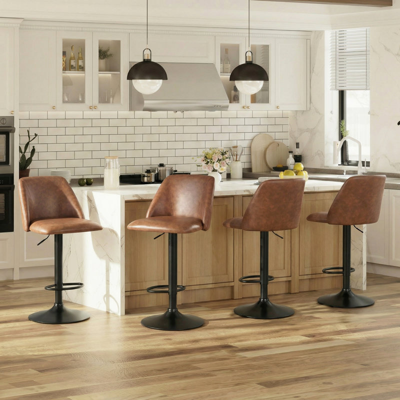 Chaise de bar pivotante à hauteur réglable, Brown