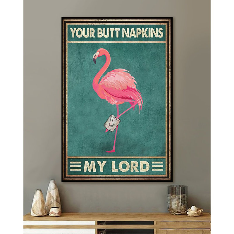 Affiche flamant rose «Lover Your But Napkins»