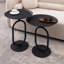Table de bout en forme de lanterne en métal, petite table d'appoint ronde, table basse moderne à cocktail, petit piédestal d'appoint pour petits coins de salon, hauteur de 21,3 po-220006232-220006233
