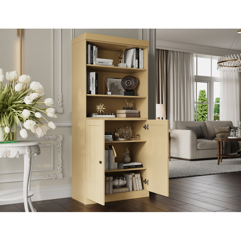 Bibliothèque à 6 tablettes en bois massif Palace Imports, Jaune