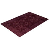 Overdyed Hand-Knotted Wool Modern-Contemporary Purple Area Rug 6' 4" x 9' 3"