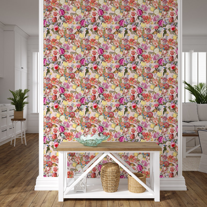 Yuki Osada Floral Wallpaper Double Roll, Reds/Pink