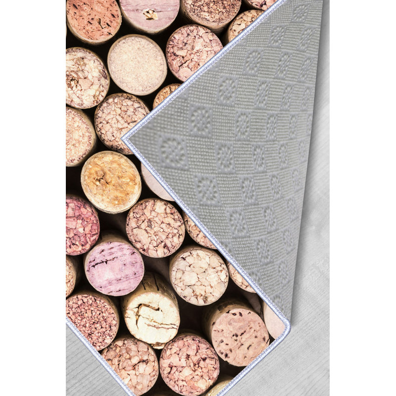 Tapis géométrique en polyester tissé à la machine en rose / beige, Rectangle 4 pi 7 po x 7 pi 3 po