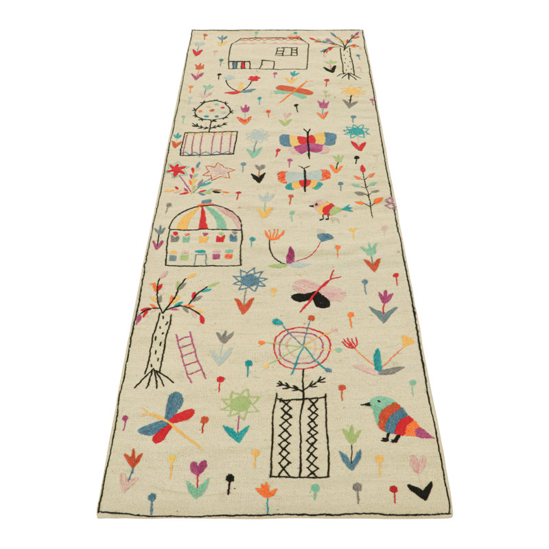 Rug & Kilim’S Suzani Style Kilim Runner Rug With Polychromatic Pictorials