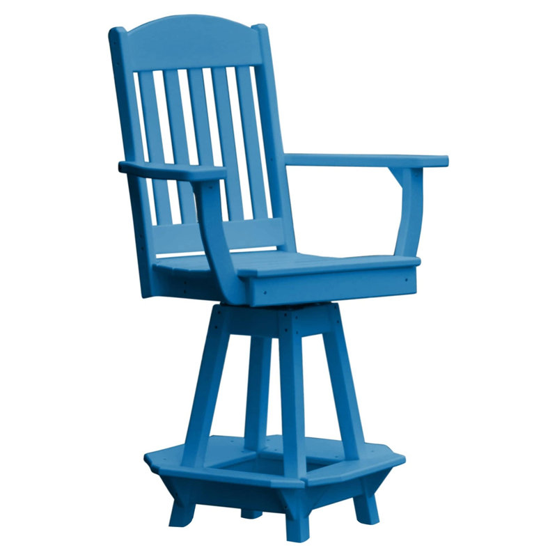  Chaise de comptoir pivotante classique en poly composite avec accoudoirs, bleu, Bleu