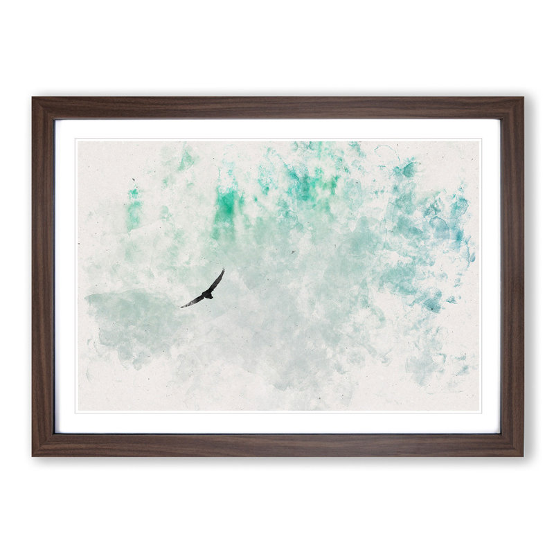 Eagle Flying over Niagara Falls - Picture Frame Painting Print, Walnut Framed, 33cm H x 45cm W x 2cm D