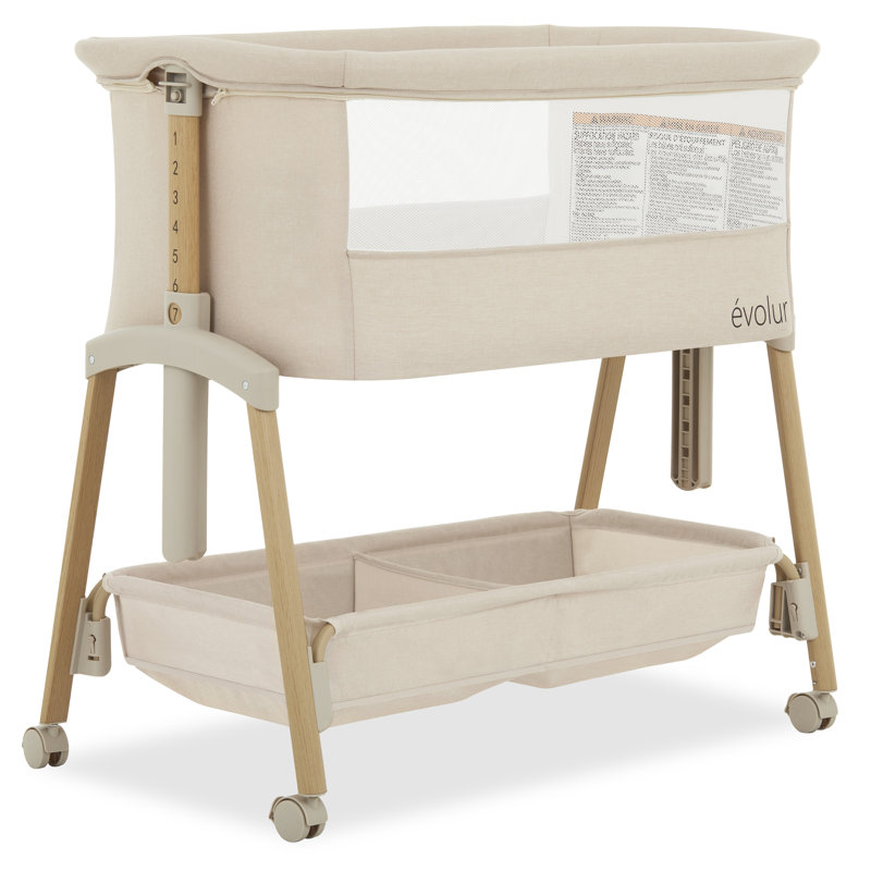 Berceau portable avec roues Evolur Lullaby, Beige