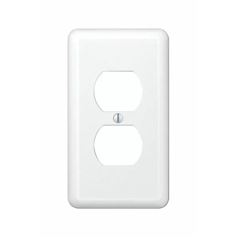 Amerelle White Stamped Steel Duplex Wall Plate