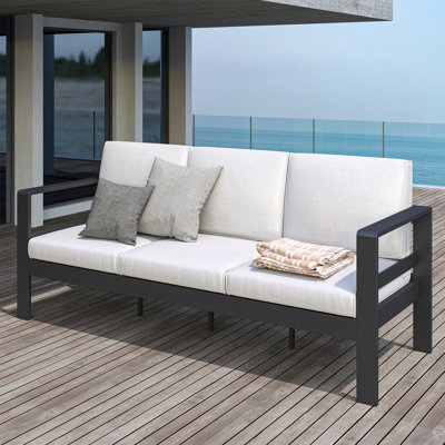 Canapé d'extérieur en aluminium de 76 po de largeur avec coussins