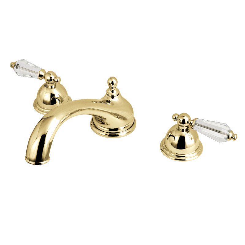 Kingston Brass Wilshire Two-Handle 3-Hole Deck Mount Roman Tub Faucet, Polished Brass