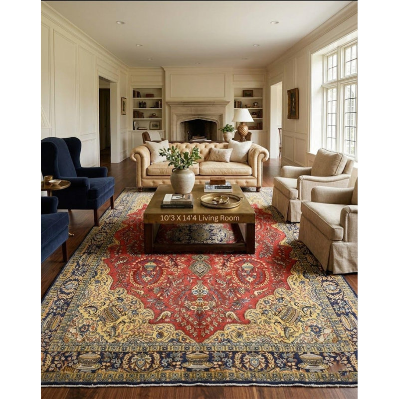 Très grand tapis oriental rétro vintage classique 10 x 14