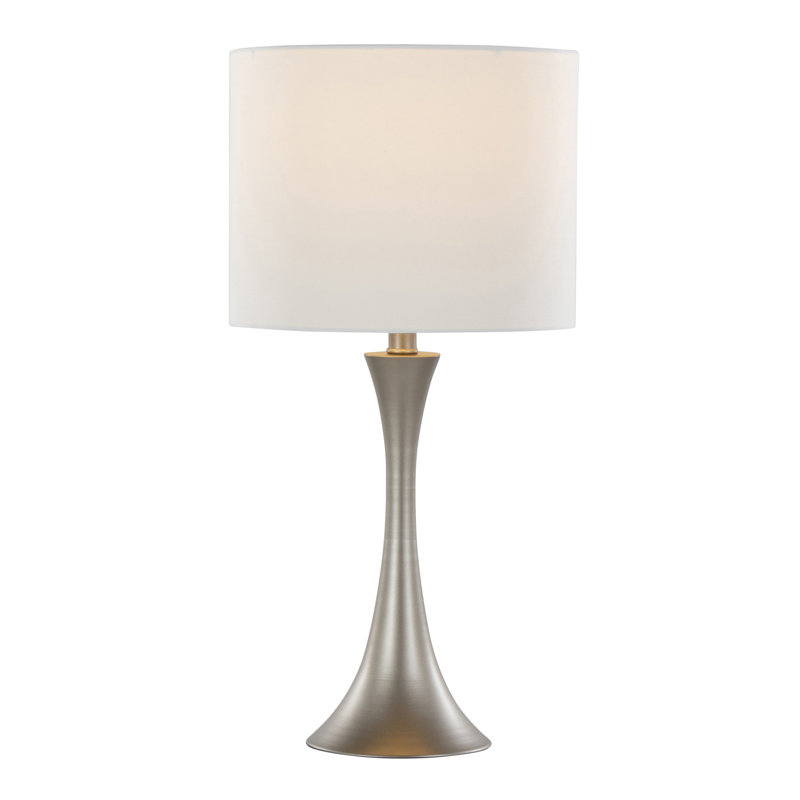 Contemporary Accent Table Lamp, Silver, White