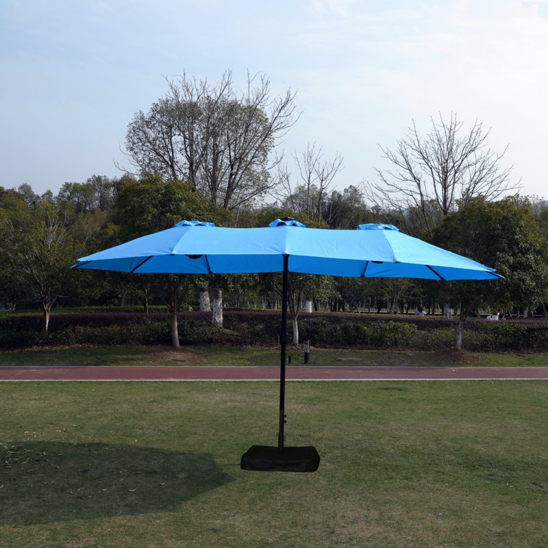 Parasol de marché pour terrasse double rectangulaire 15X9ft, Bleu