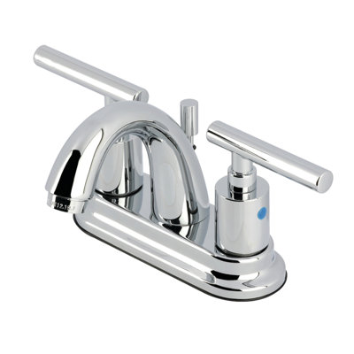 Kingston Brass Manhattan Two-Handle 3-Hole Deck Mount 4" Centerset Bathroom Faucet with Pop-Up Drain