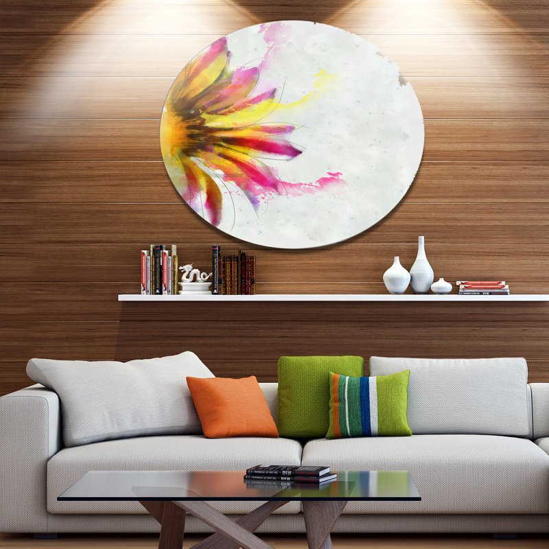 «Sunflower Sketch Watercolor», reproduction de peinture à l'huile sur métal, H 36 po x l 36 po
