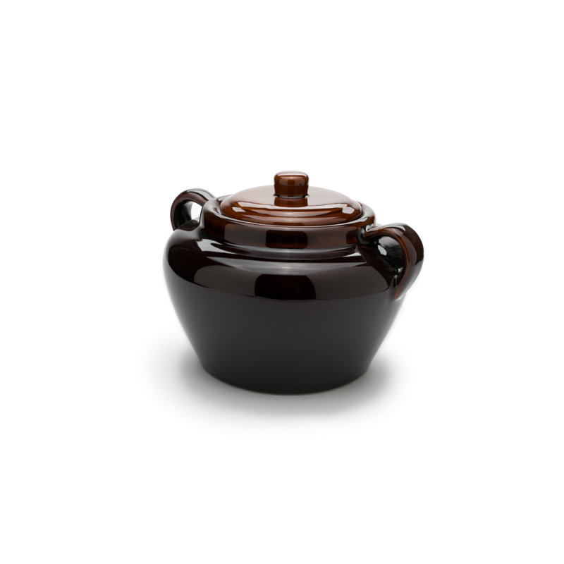 Fox Run 3.5-Quart Brown Ceramic Bean Pot with Lid