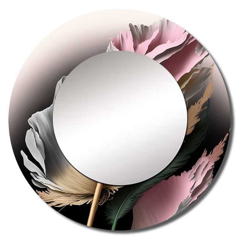 Pink Hyperrealistic Roses I - Floral Rose Round Mirror Wall Decor_MTMIR59082, 23" x 23"