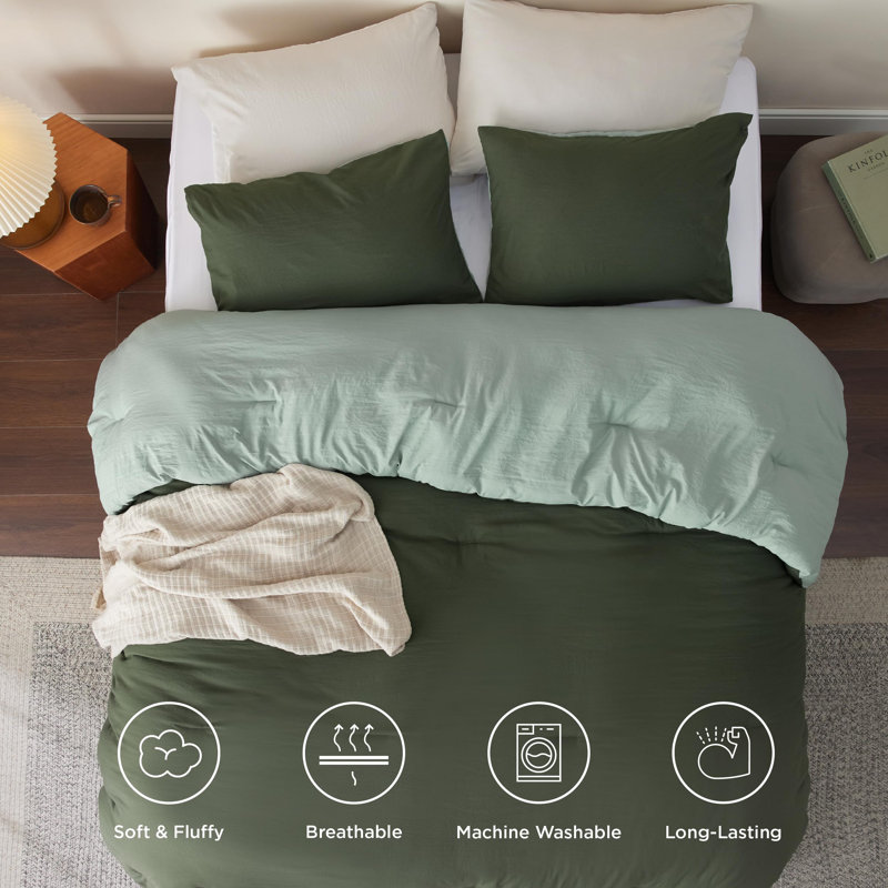 Bedsure Reversible Prewashed Comforter Set, Queen Comforter + 2 Standard Pillowcases, Grayish Purple