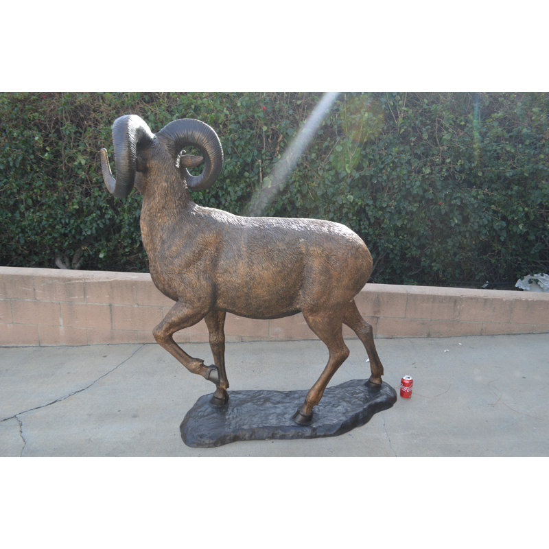 Majestic Bronze Big Horn Sheep Garden Statue, 61" Tall