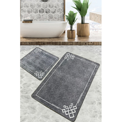 Ensemble de luxueux tapis de bain (2 pièces) en polyester antibactérien de 23,6 po x 39,4 po et de 19,7 po x 23,6 po | Poils doux de 0,4 po de hauteur, dessous antidérapant, lavable à la machine | Idéal pour le confort et la sécurité de la salle de bain