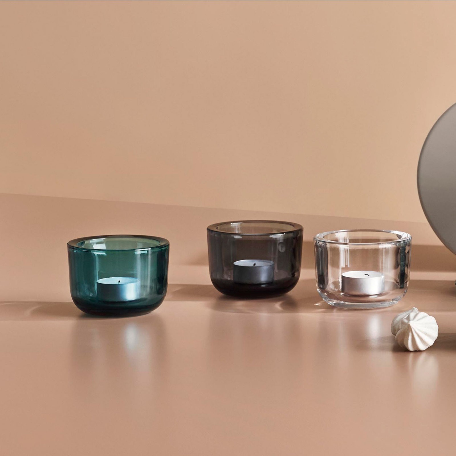 Valkea Glass Tealight Holder, Gray