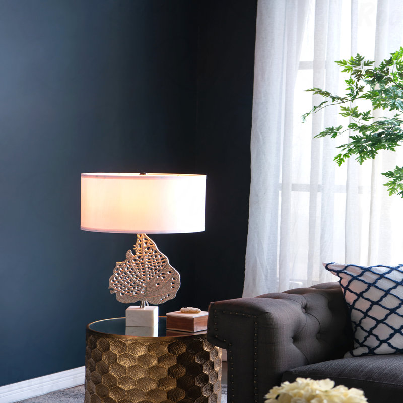 Lampe de table - avec abat-jour tambour et base en marbre, assemblage de l'abat-jour requis