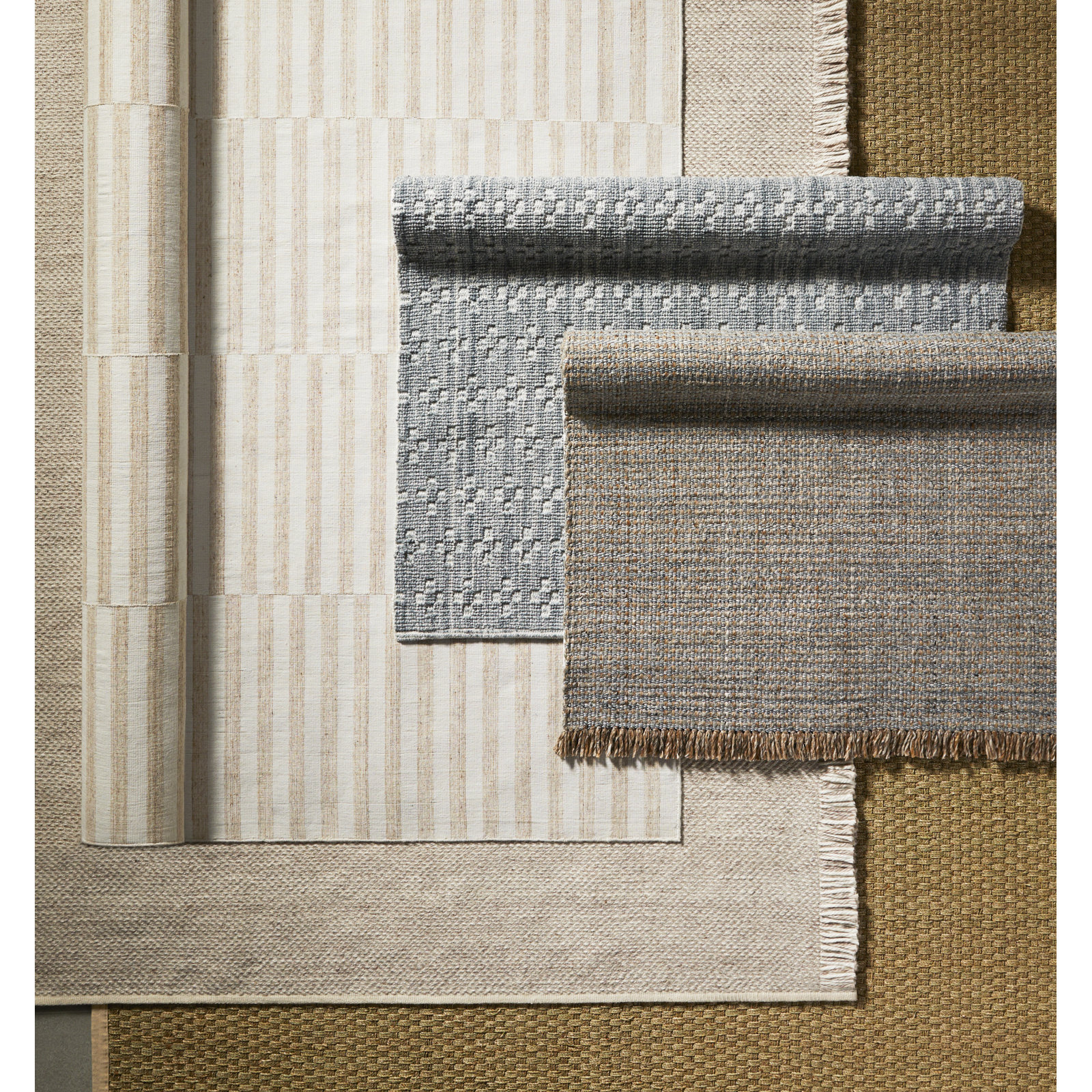 Hinton Taupe Cream Hand-Woven Outdoor Rug, Rectangle 8' x 10'