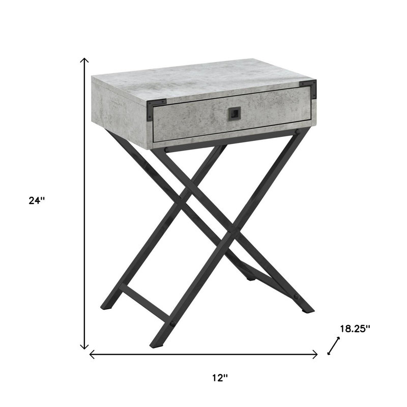 Table de bout en bois noir et gris avec tiroir Gracie Mills