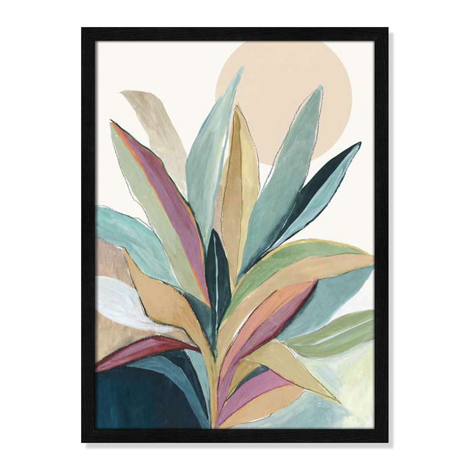 Sunny Bright Leaves I by Asia Jensen, Black Slim Unmatted Picture Framed, 23" H x 17" W x 0.75" D