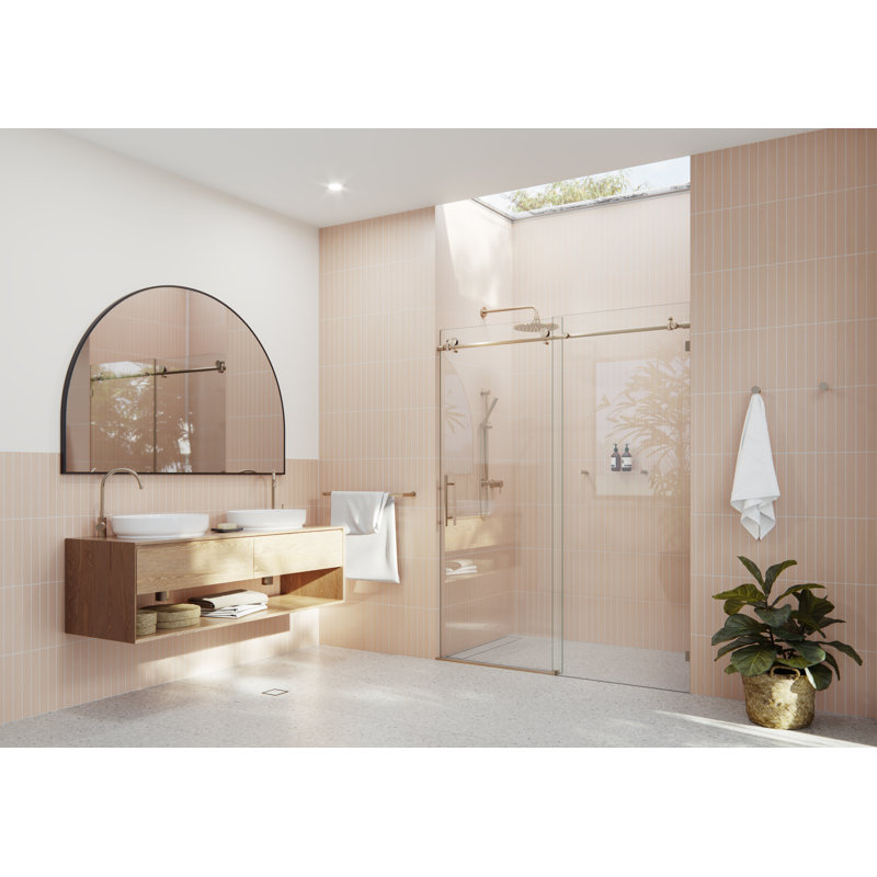 Eclipse 52 - 56 in. x 78 in. Fully Frameless Sliding Shower Door, Brushed Bronze