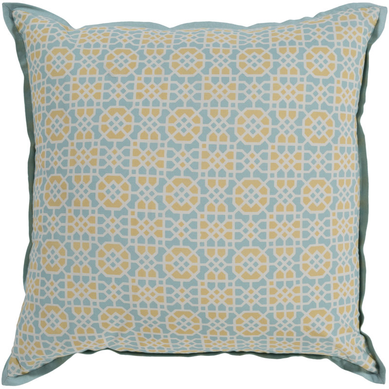  Housse de coussin géométrique en coton, Crème / Turquoise