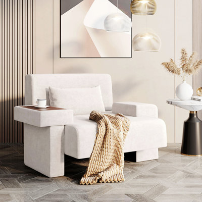 Fauteuil, fauteuil rembourré avec coussin, fauteuil d'appoint à cadre en bois pour le salon, fauteuil d'appoint pour l'intérieur