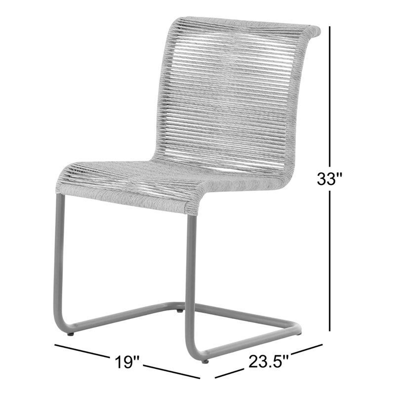 Grover Outdoor Dining Side Chair, Beige, Gunmetal