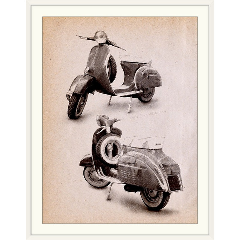 «Vespa Scooter 1970» par Deschamps, impression, H 36 po x l 27 po x P 1,5 po, Toile
