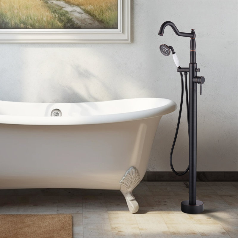 Cisy Floor Mounted Freestanding Tub Filler with Diverter and Handshower, Oil-Rubbed Bronze