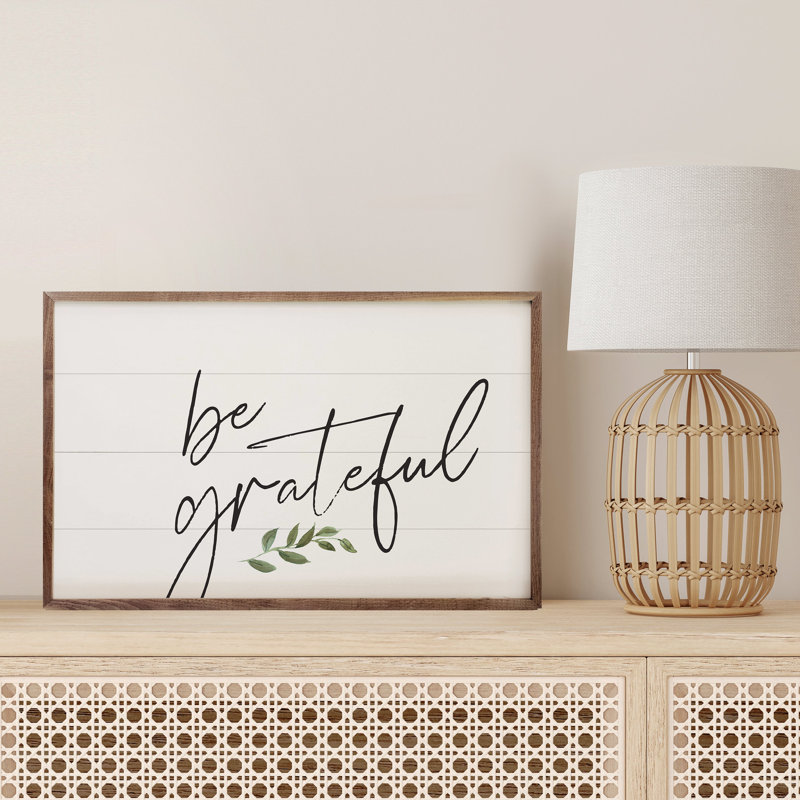 Be Grateful Greenery White, 5" H x 8" W