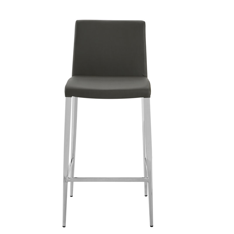 Upholstered Counter Stool with Metal Frame, Charcoal