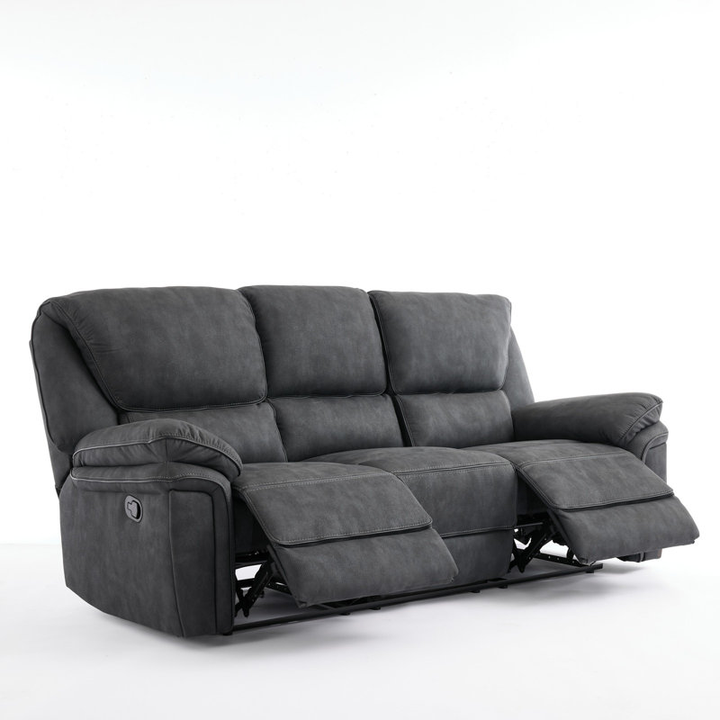 Fabric Reclining Sofa, 3 Seater, Dim Grey