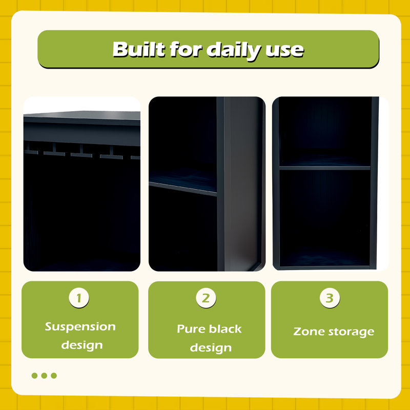 Modular Wine Bar Cabinet With Storage Shelves With Hutch For Dining Room