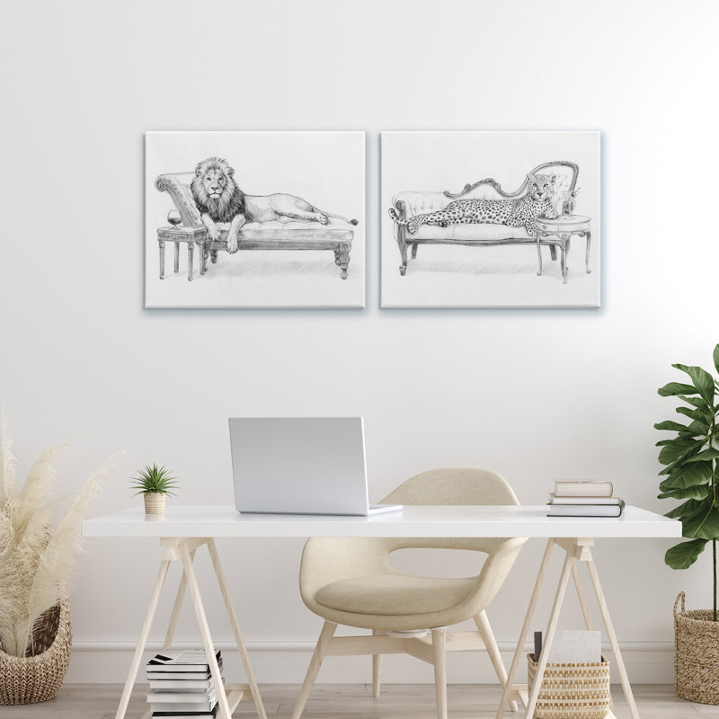 Ensemble de toiles 2 pièces Lounging Jungle Beasts, design par Victoria Barnes, H 16 po x l 20 po