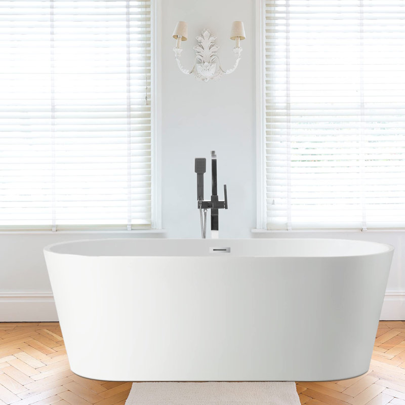 67" x 32" Freestanding Soaking Acrylic Bathtub