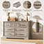  Ensemble de chambre à coucher 3 pièces - commode 7 tiroirs et 2 tables de chevet 2 tiroirs, gris délavé